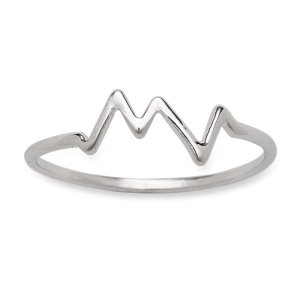 Sterling Silver Small Heartbeat Ring - W-1333