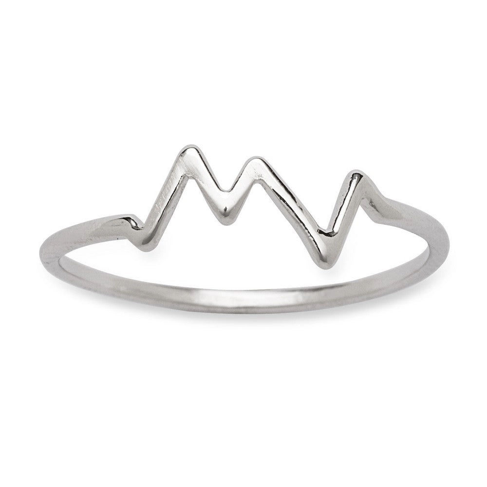Sterling Silver Small Heartbeat Ring - W-1333