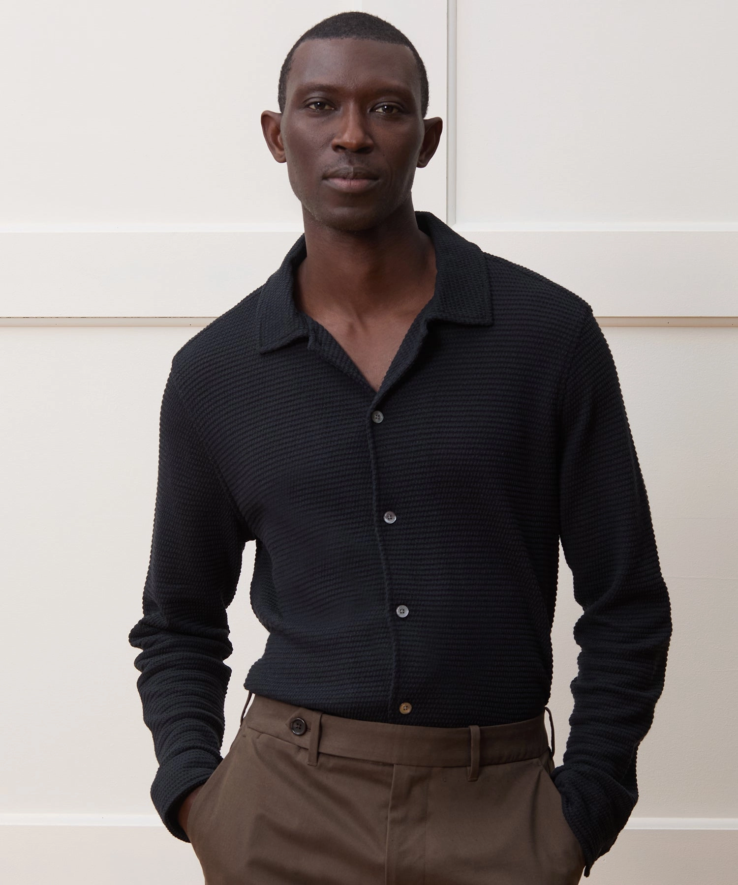Textured Knit Polo Shirt