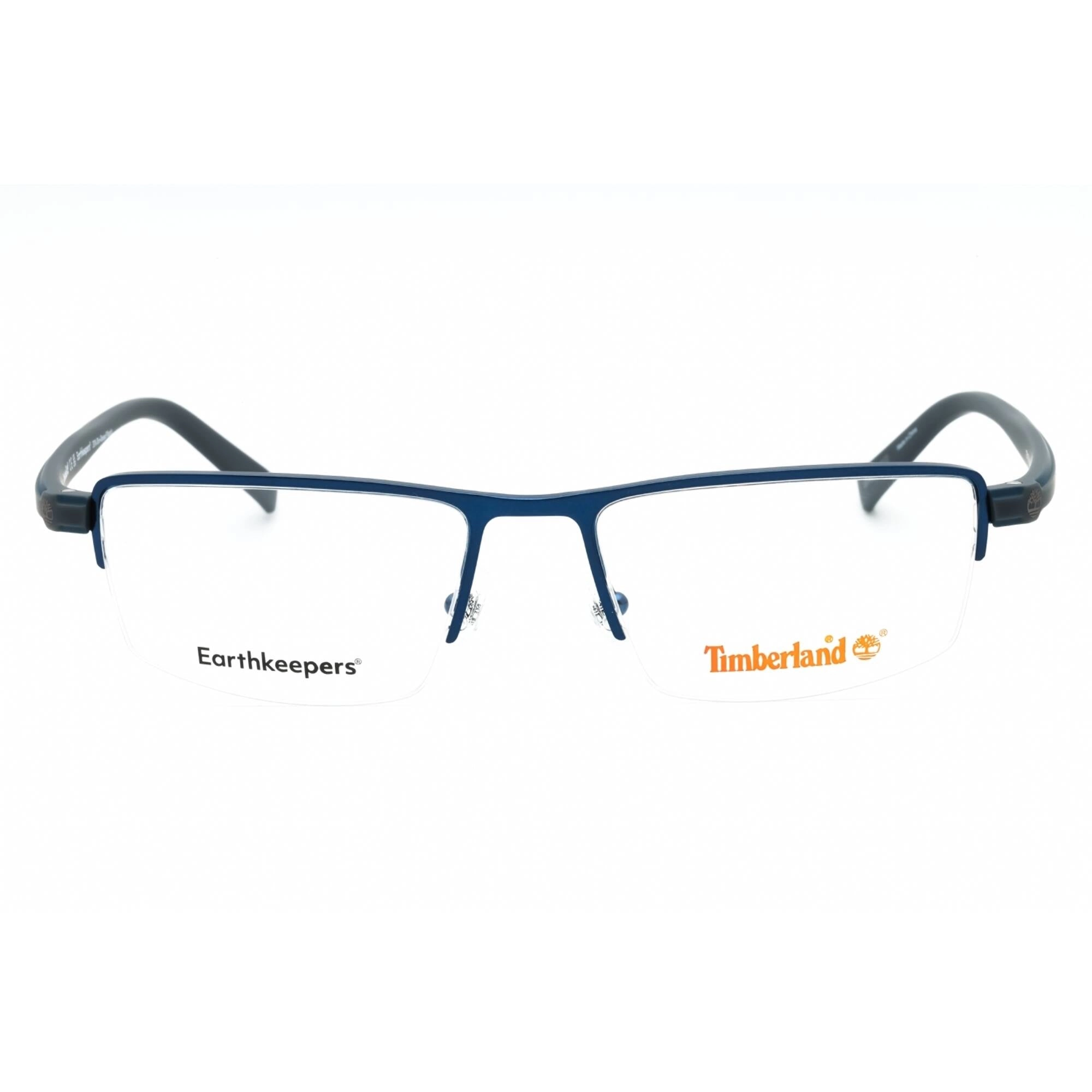 Timberland Men's Eyeglasses - Matte Blue Metal Half Rim Rectangular Frame | TB1821 091