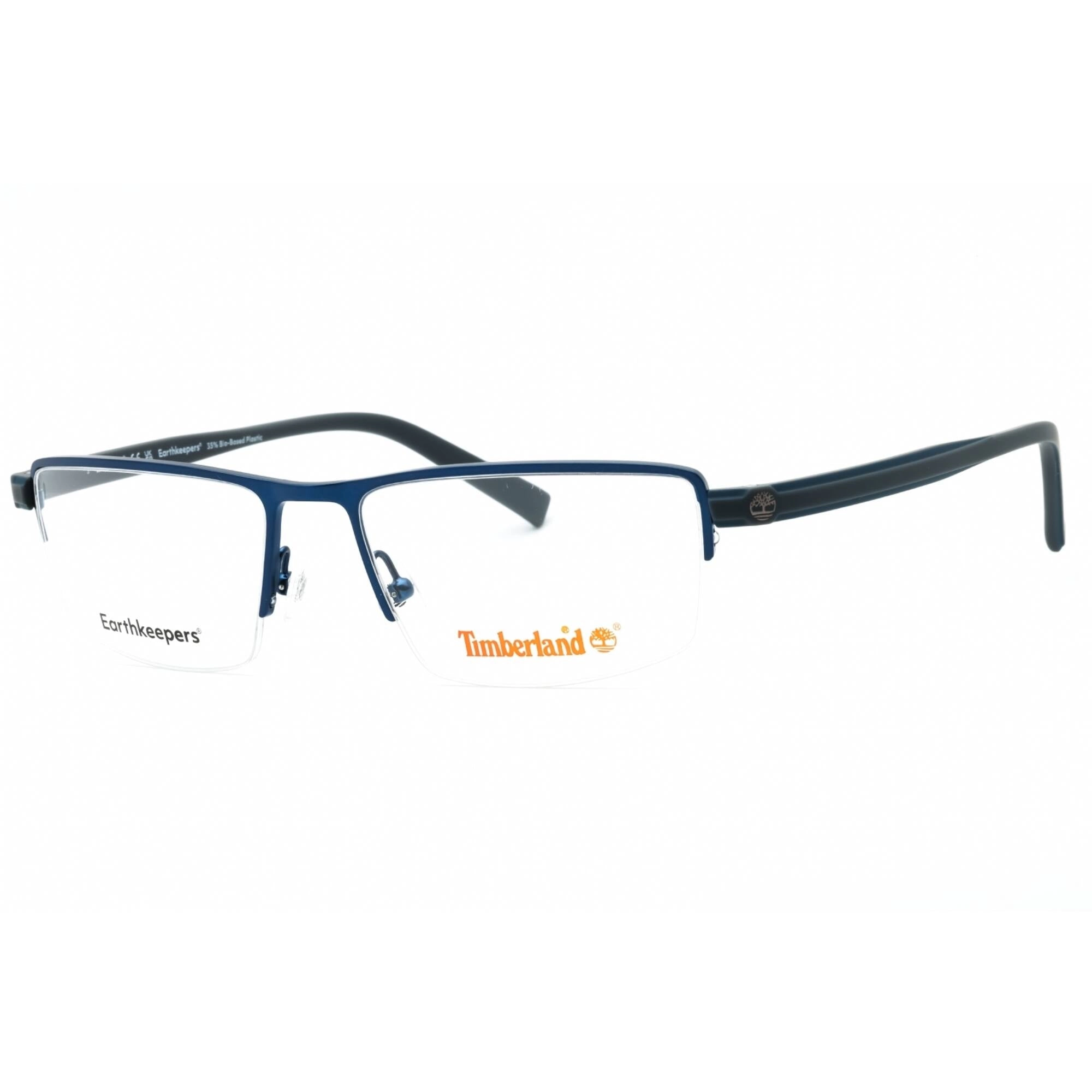 Timberland Men's Eyeglasses - Matte Blue Metal Half Rim Rectangular Frame | TB1821 091