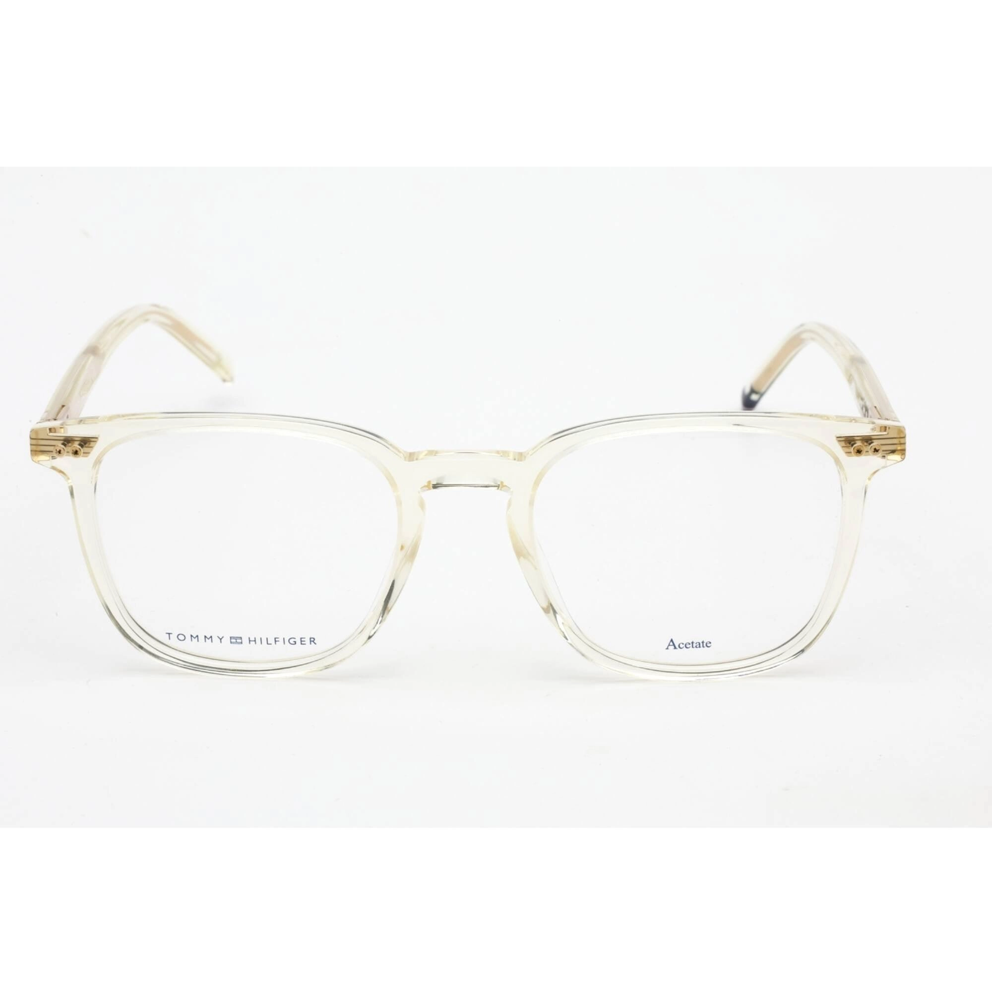 Tommy Hilfiger Men's Eyeglasses - Gold Rectangular Frame Clear Lens | TH 1814 HAM