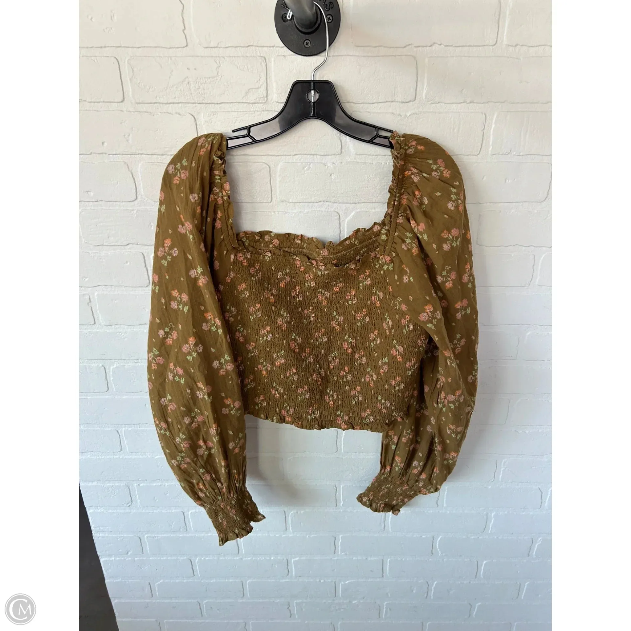 Top Long Sleeve By Aerie In Brown & Pink, Size: Xl
