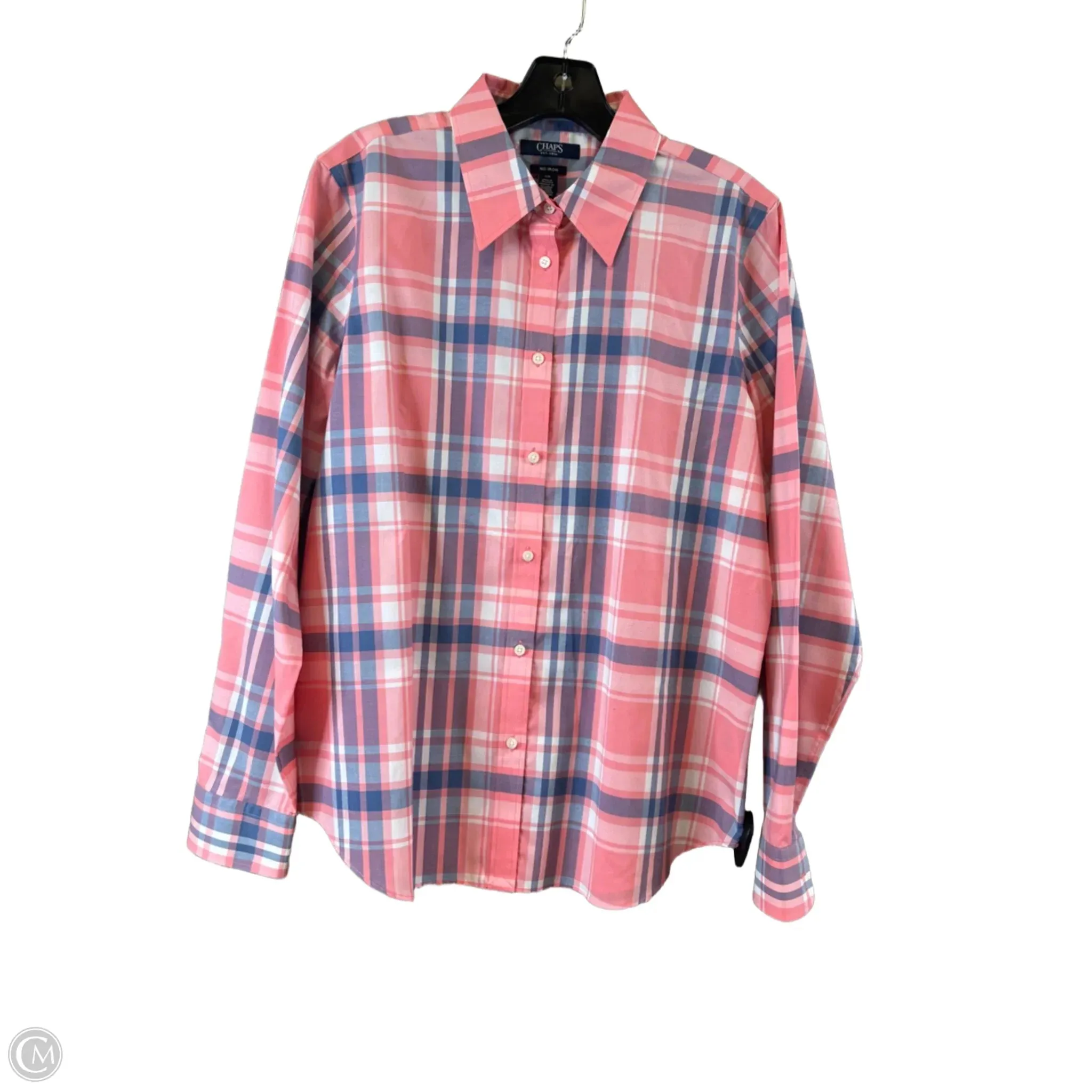 Top Long Sleeve By Chaps In Blue & Orange, Size: L