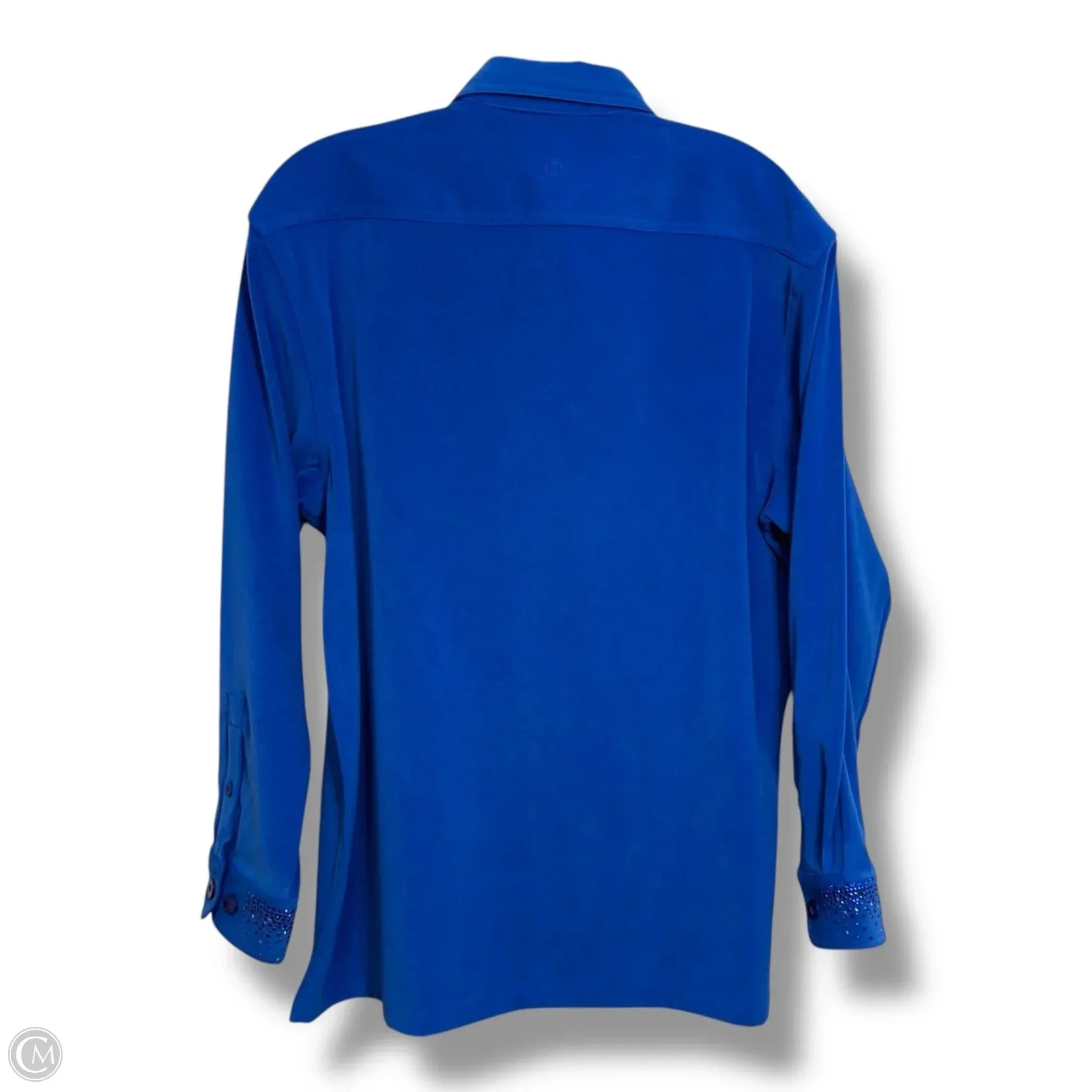 Top Long Sleeve By Christine Alexander In Blue, Size: L