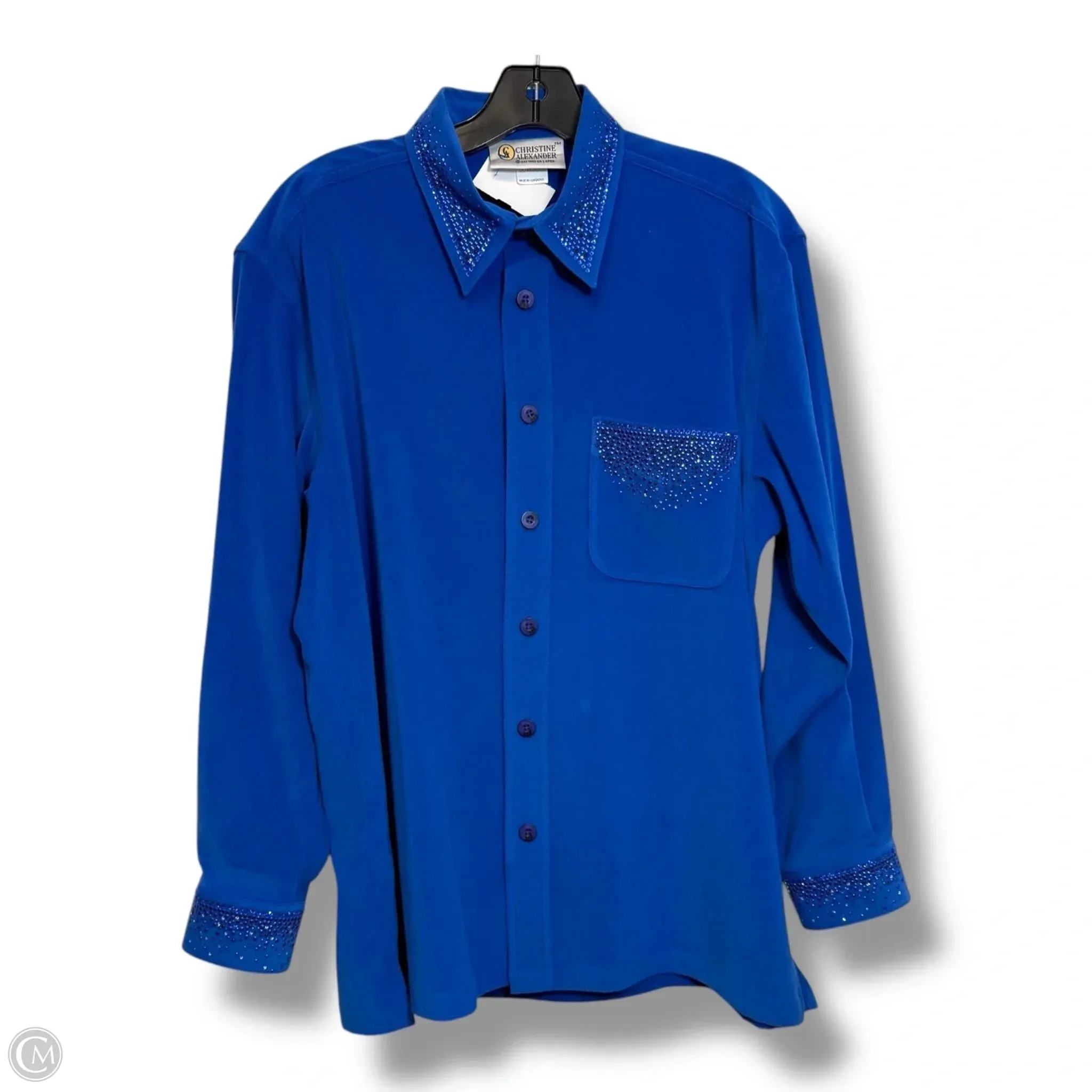 Top Long Sleeve By Christine Alexander In Blue, Size: L