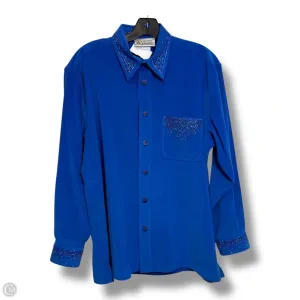 Top Long Sleeve By Christine Alexander In Blue, Size: L