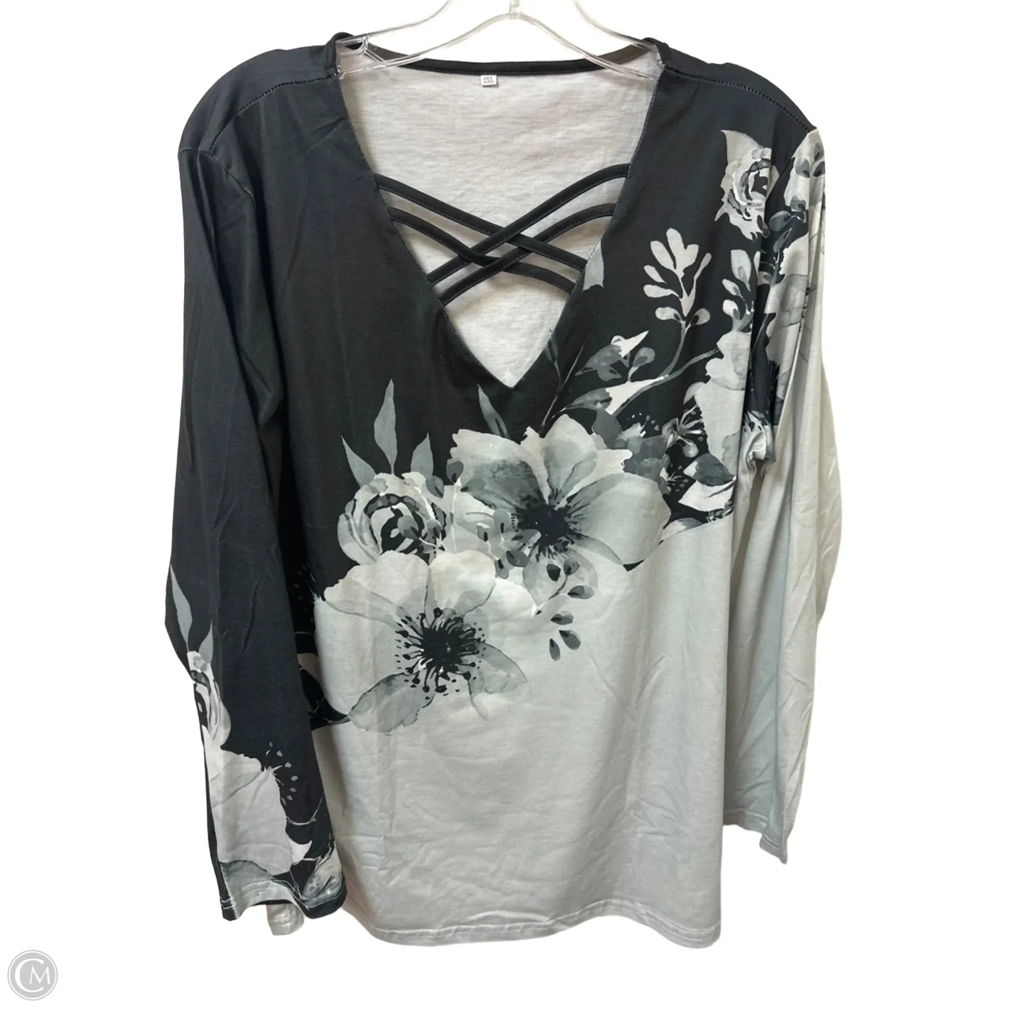 Top Long Sleeve By Clothes Mentor In Black & Grey, Size: 2x