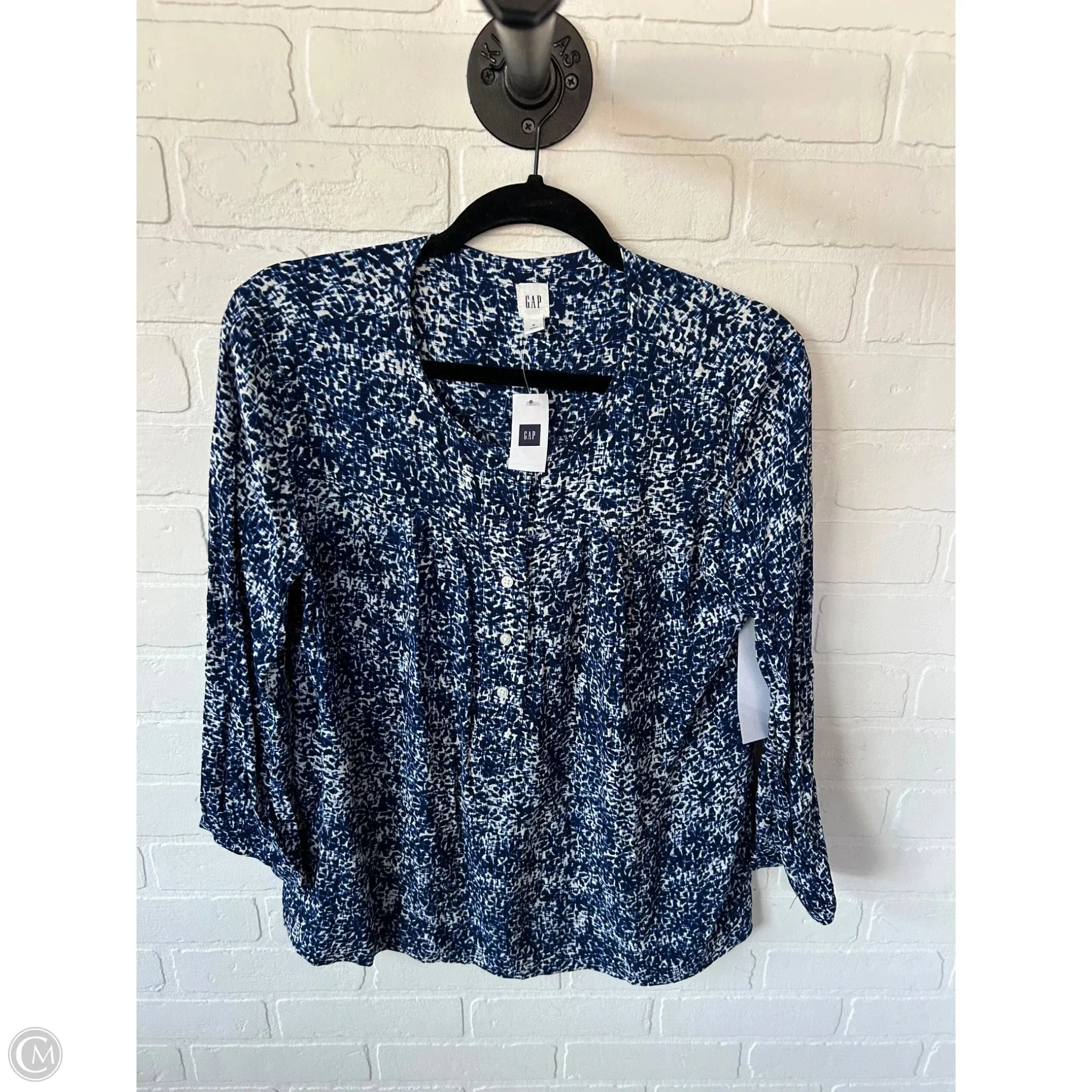 Top Long Sleeve By Gap In Blue & White, Size: M