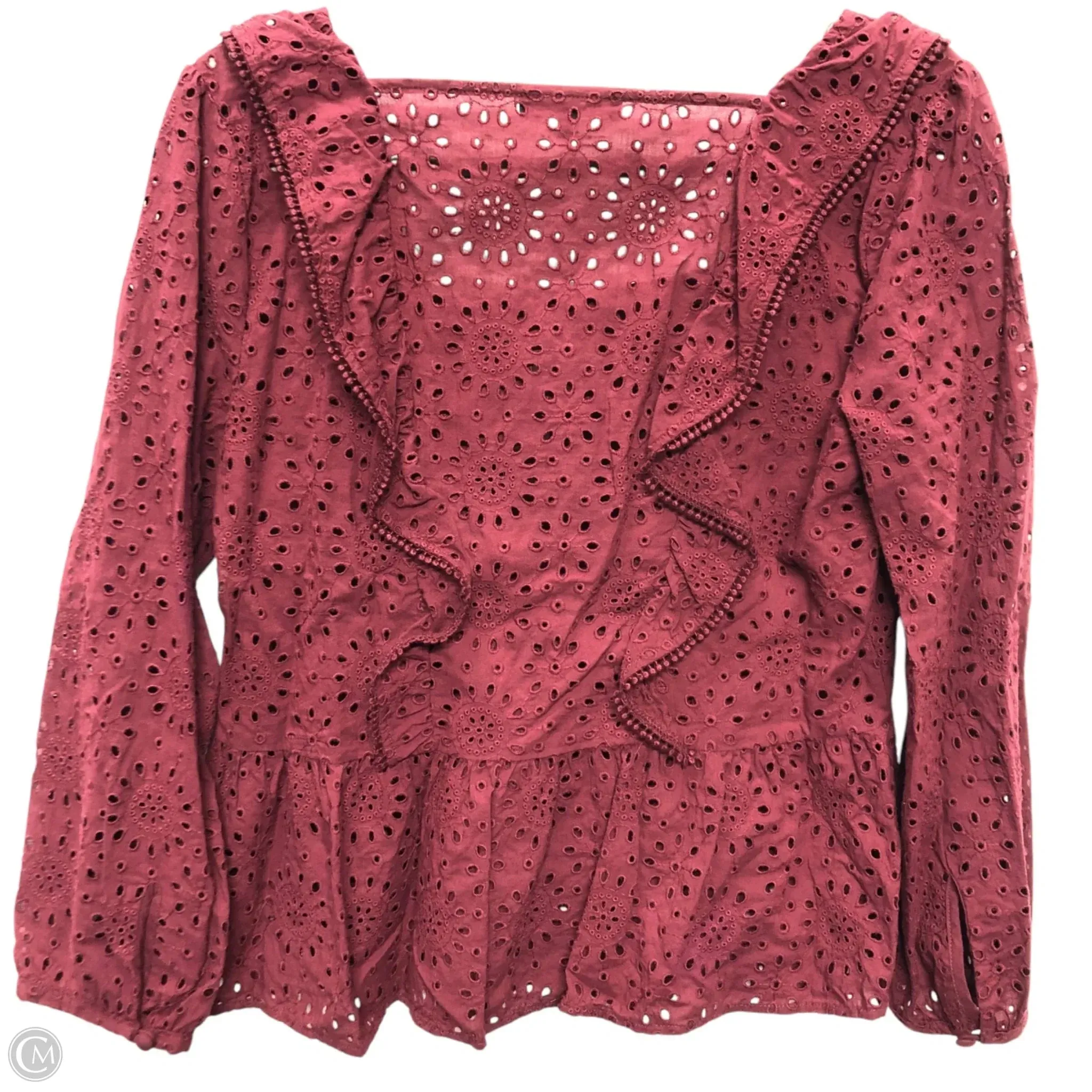 Top Long Sleeve By Madewell In Maroon, Size: S