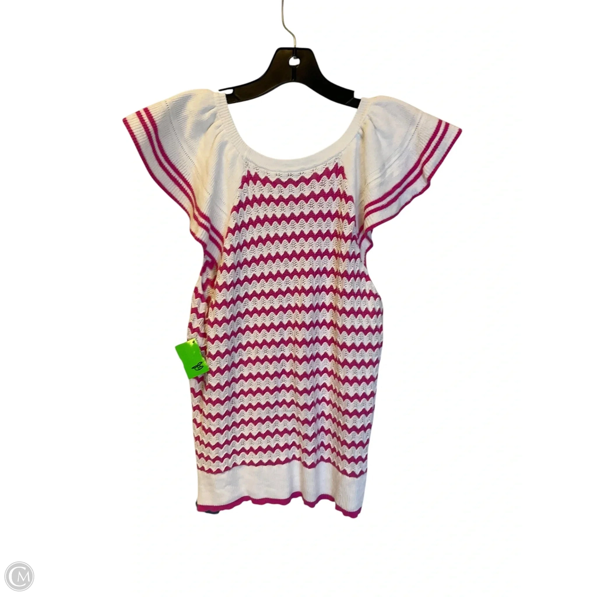 Top Sleeveless By Crown And Ivy In Pink & White, Size: L