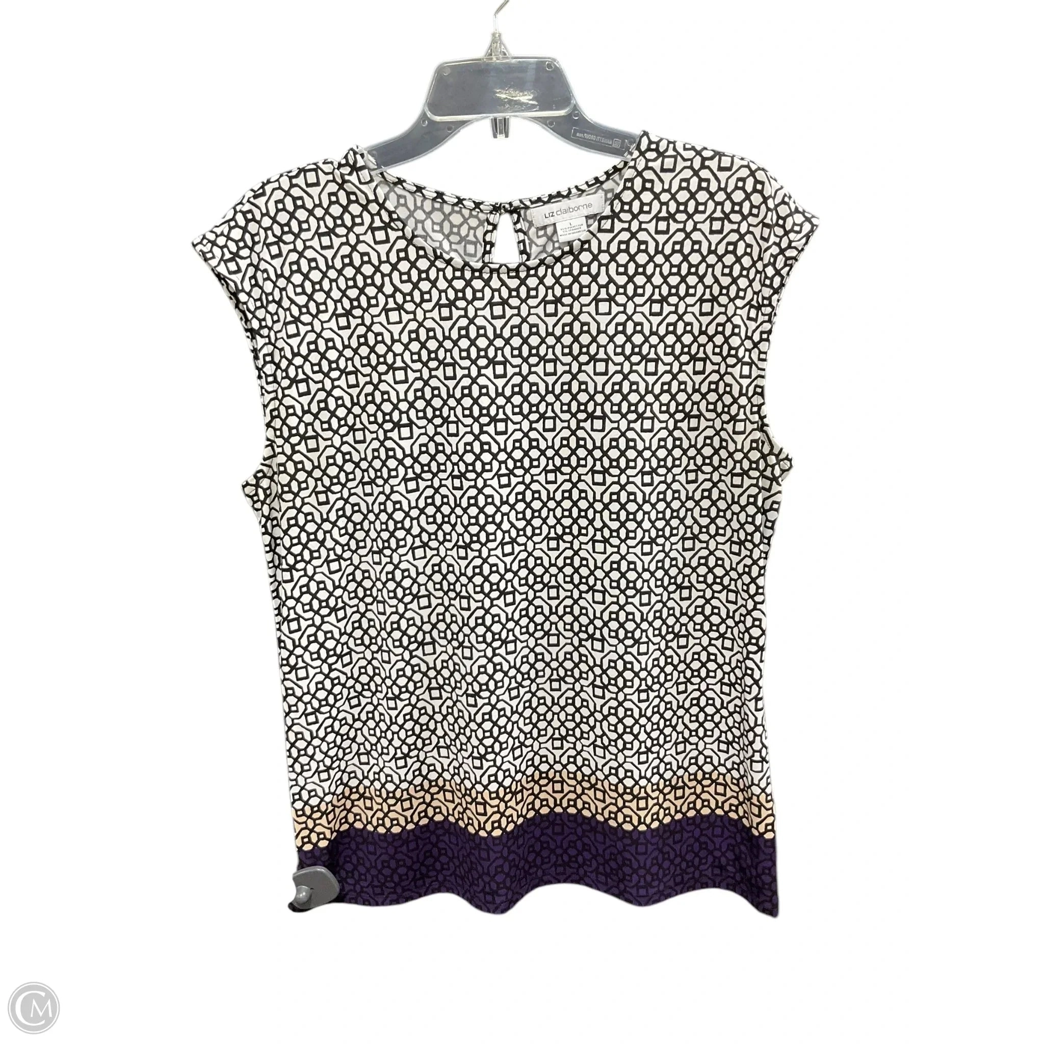 Top Sleeveless By Liz Claiborne In Black & White, Size: L