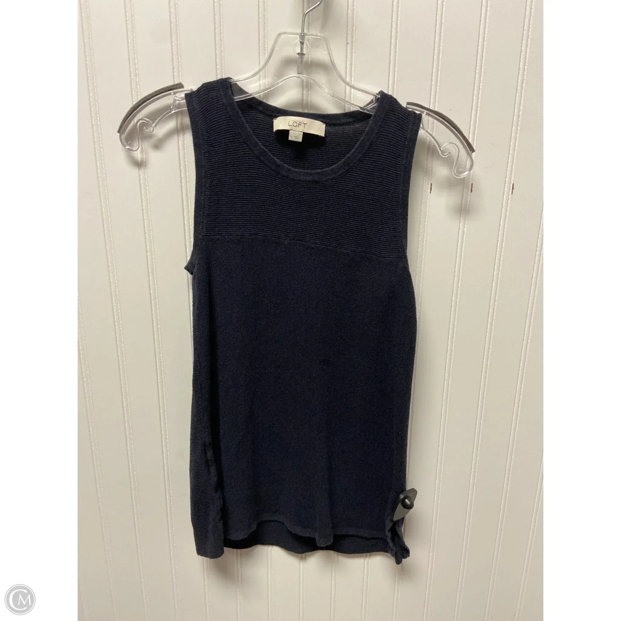 Top Sleeveless By Loft In Navy, Size: S