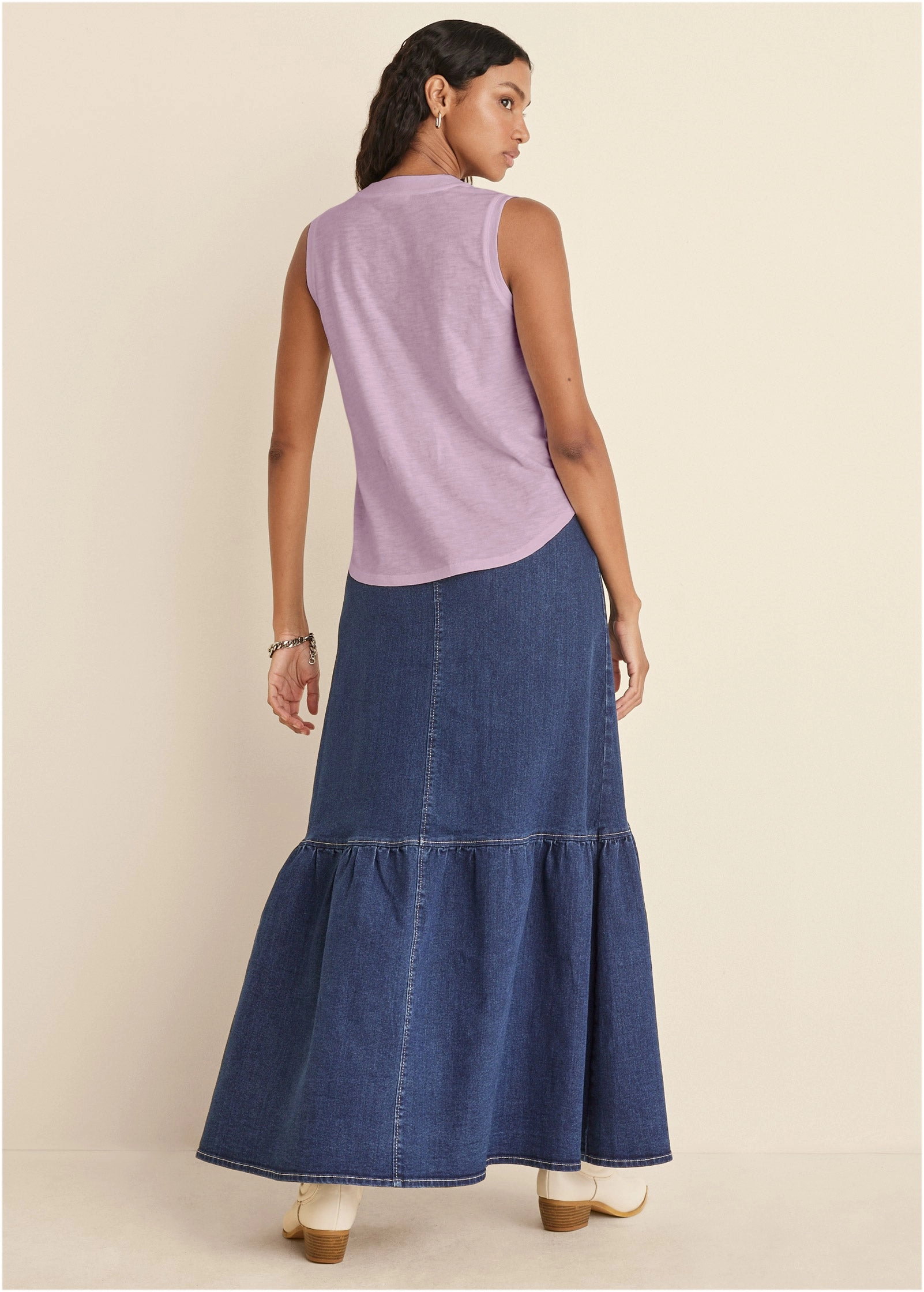 V-Neck Shirred Tank - Lilac