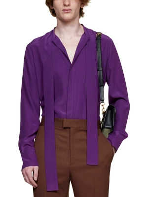 Valentino Pussy-Bow Long-Sleeved Shirt