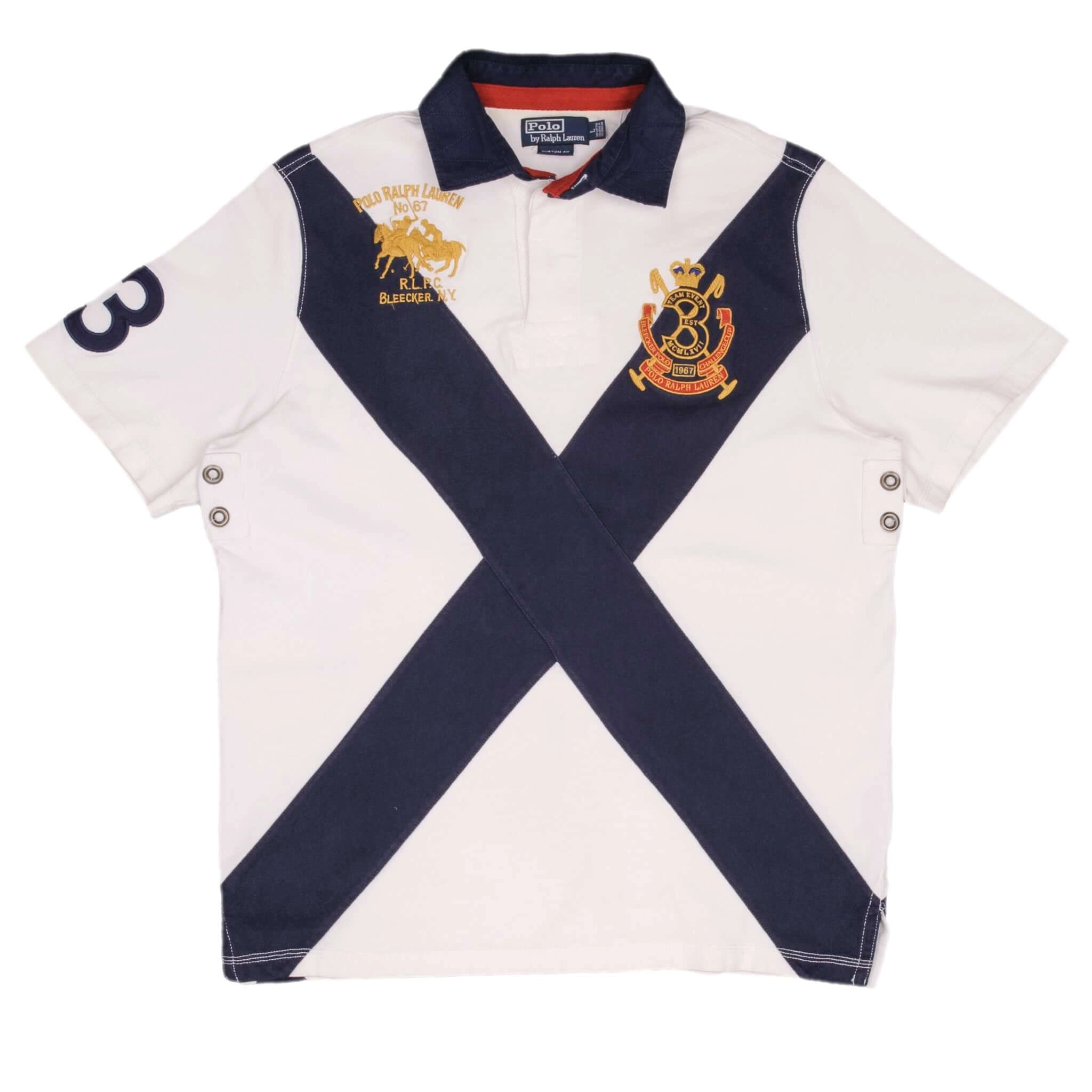 VINTAGE POLO RALPH LAUREN BLEEKER CHALLENGE CUP RUGBY POLO SHIRT 1990S SIZE LARGE