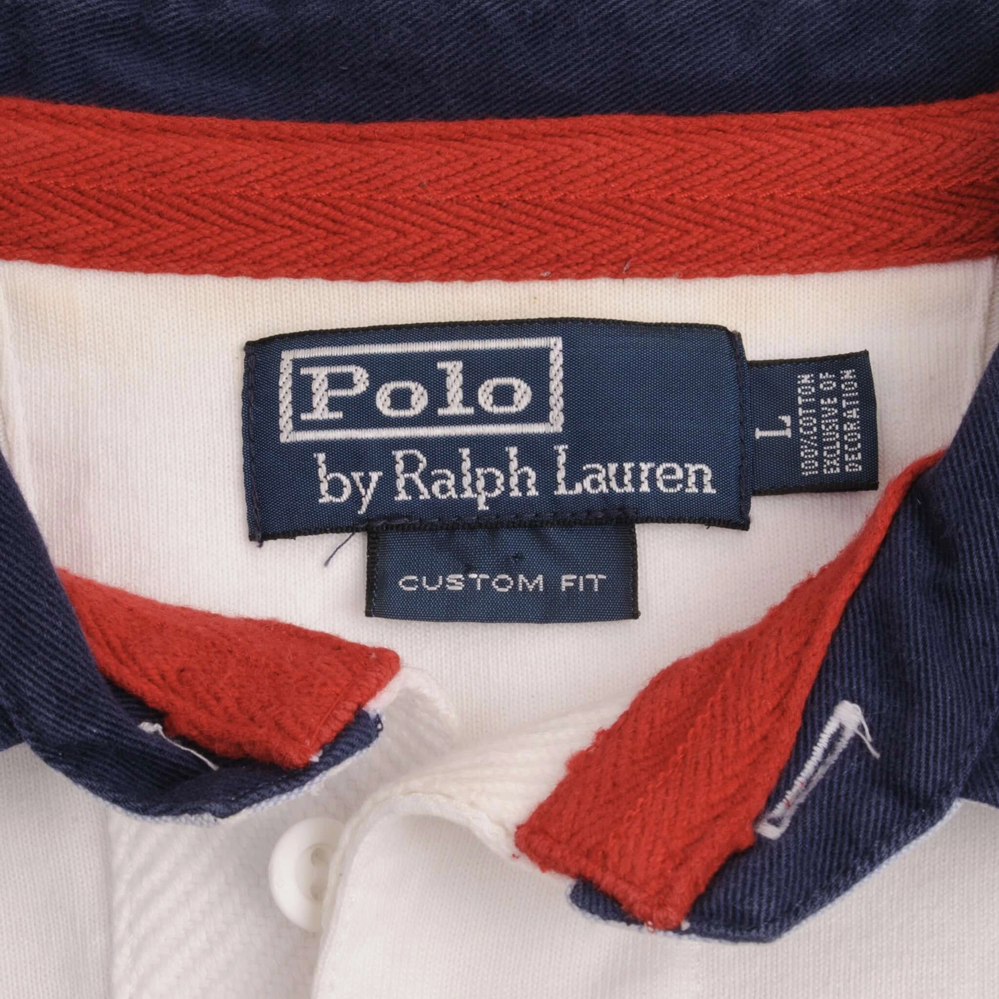 VINTAGE POLO RALPH LAUREN BLEEKER CHALLENGE CUP RUGBY POLO SHIRT 1990S SIZE LARGE