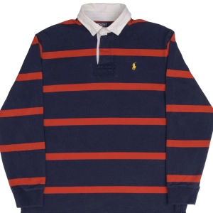 VINTAGE POLO RALPH LAUREN RED & BLUE RUGBY POLO SHIRT 1990S SIZE LARGE