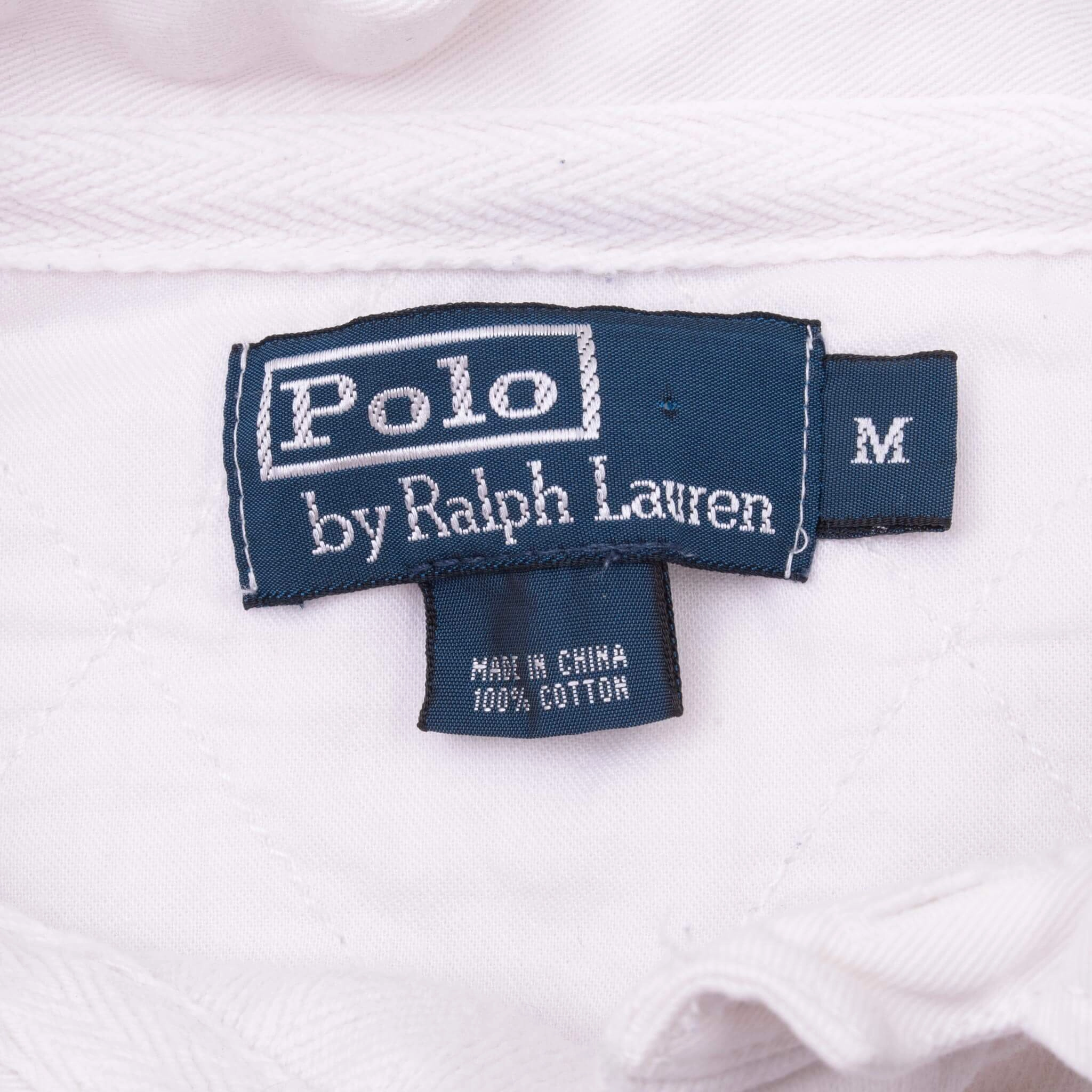 VINTAGE RALPH LAUREN MADISON AVE NEW YORK WHITE RUGBY POLO SHIRT 1990S MEDIUM