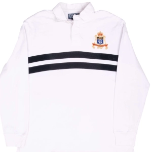 VINTAGE RALPH LAUREN MADISON AVE NEW YORK WHITE RUGBY POLO SHIRT 1990S MEDIUM