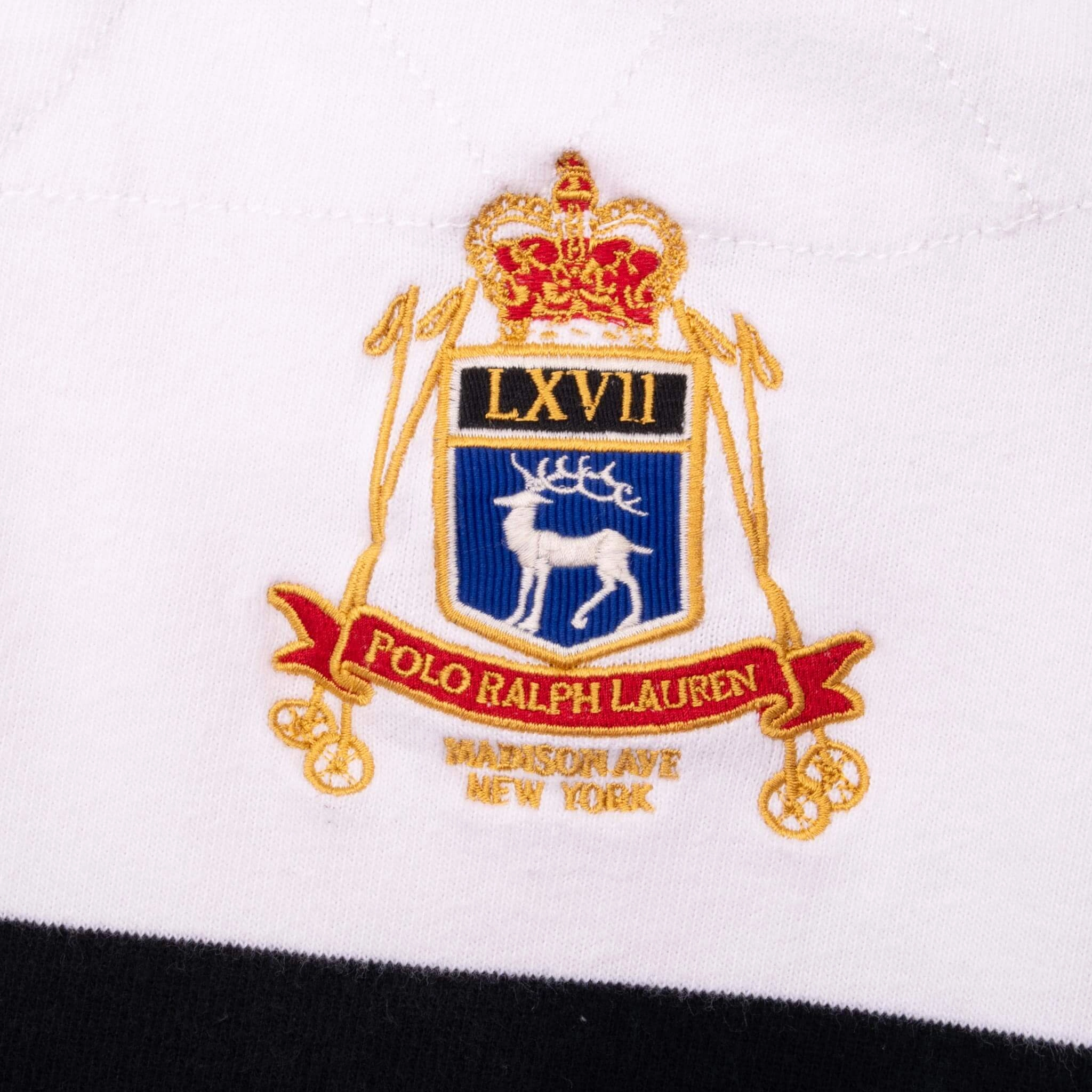 VINTAGE RALPH LAUREN MADISON AVE NEW YORK WHITE RUGBY POLO SHIRT 1990S MEDIUM