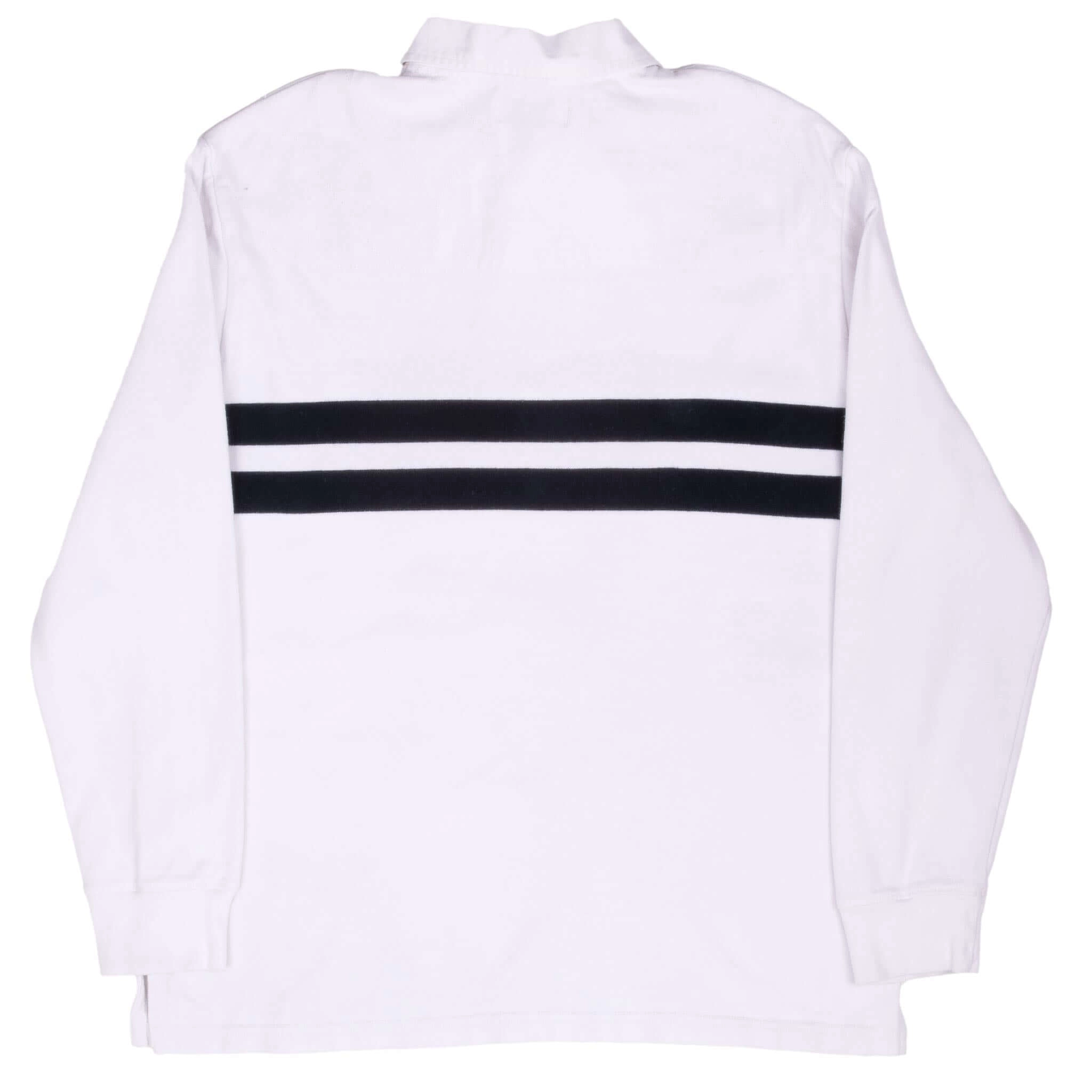 VINTAGE RALPH LAUREN MADISON AVE NEW YORK WHITE RUGBY POLO SHIRT 1990S MEDIUM