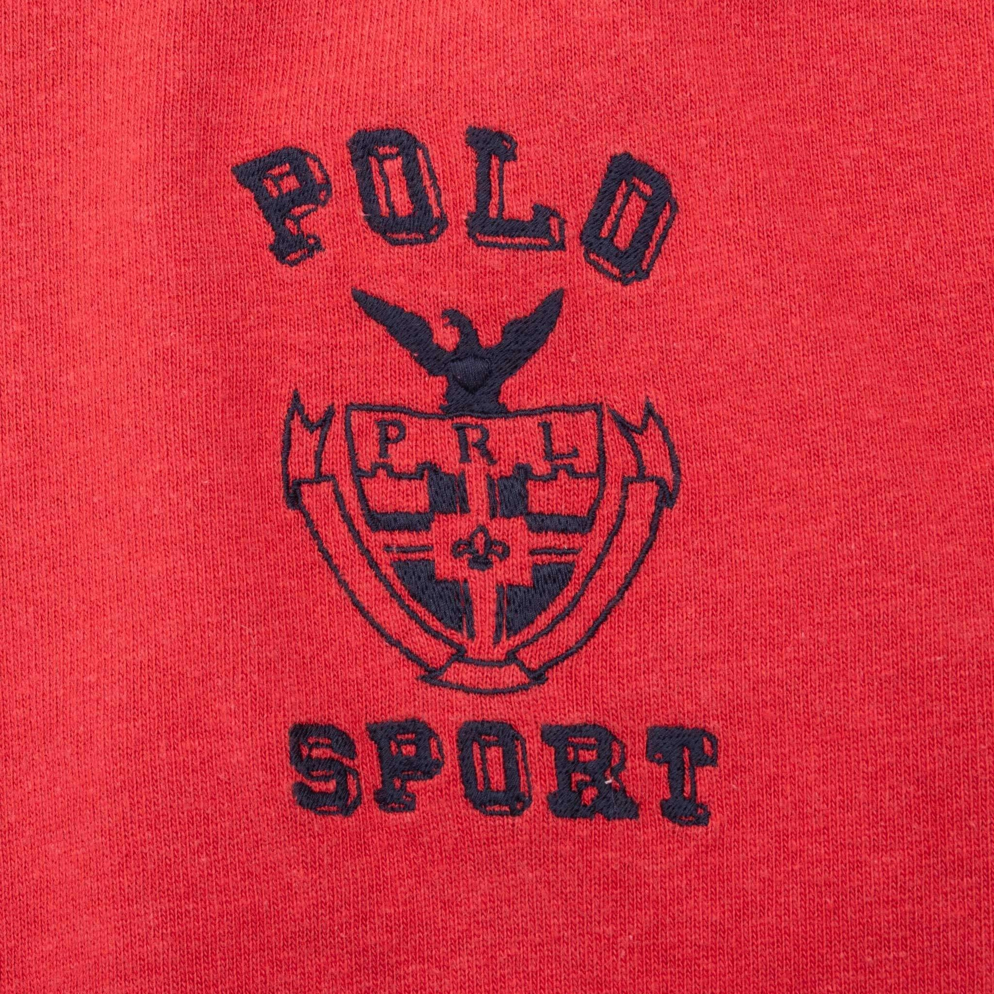 VINTAGE RALPH LAUREN POLO SPORT RED POLO SHIRT 1990S MEDIUM DEADSTOCK. NOS