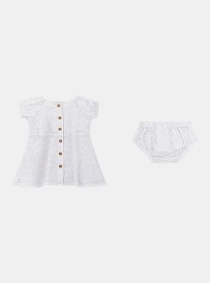 White Sangallo Dress and Panties Set (3-12M)