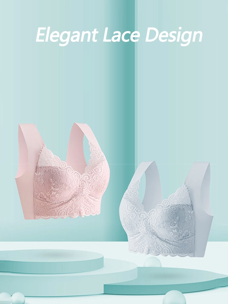 Women Soft Wide Straps Wireless Full Cup Lace Bras