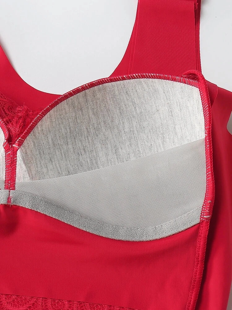 Women Soft Wide Straps Wireless Full Cup Lace Bras
