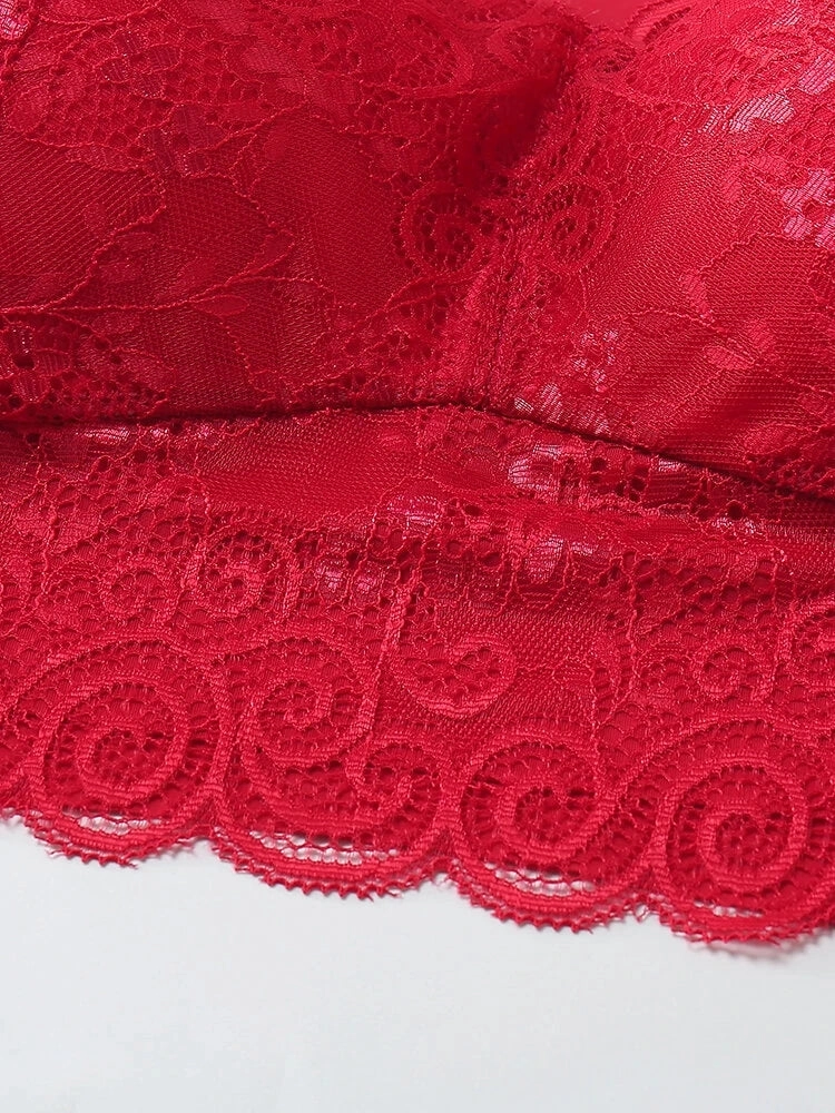 Women Soft Wide Straps Wireless Full Cup Lace Bras