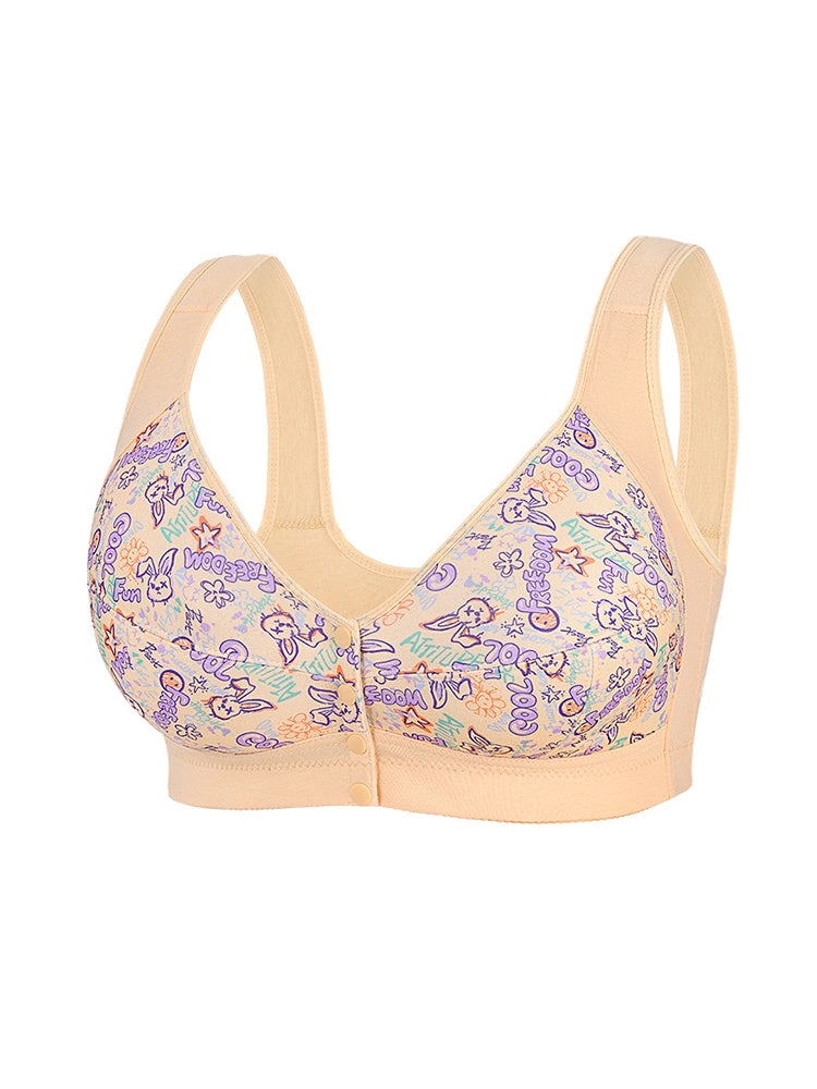 Women‘s Front-Closure Printed Wireless Bras