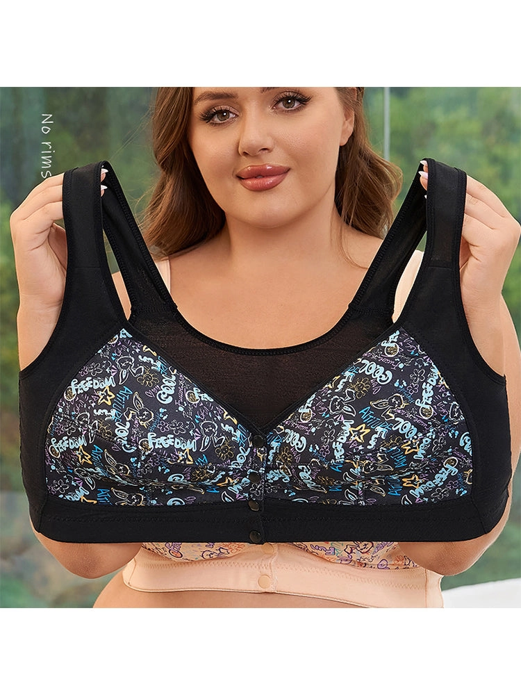 Women‘s Front-Closure Printed Wireless Bras