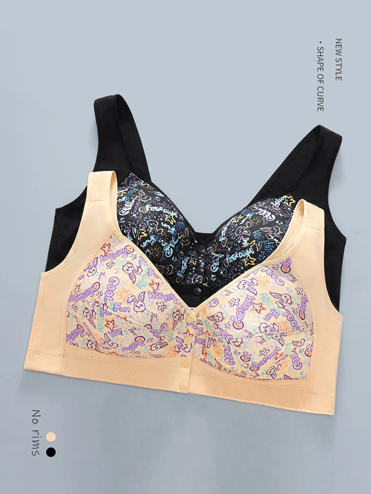 Women‘s Front-Closure Printed Wireless Bras