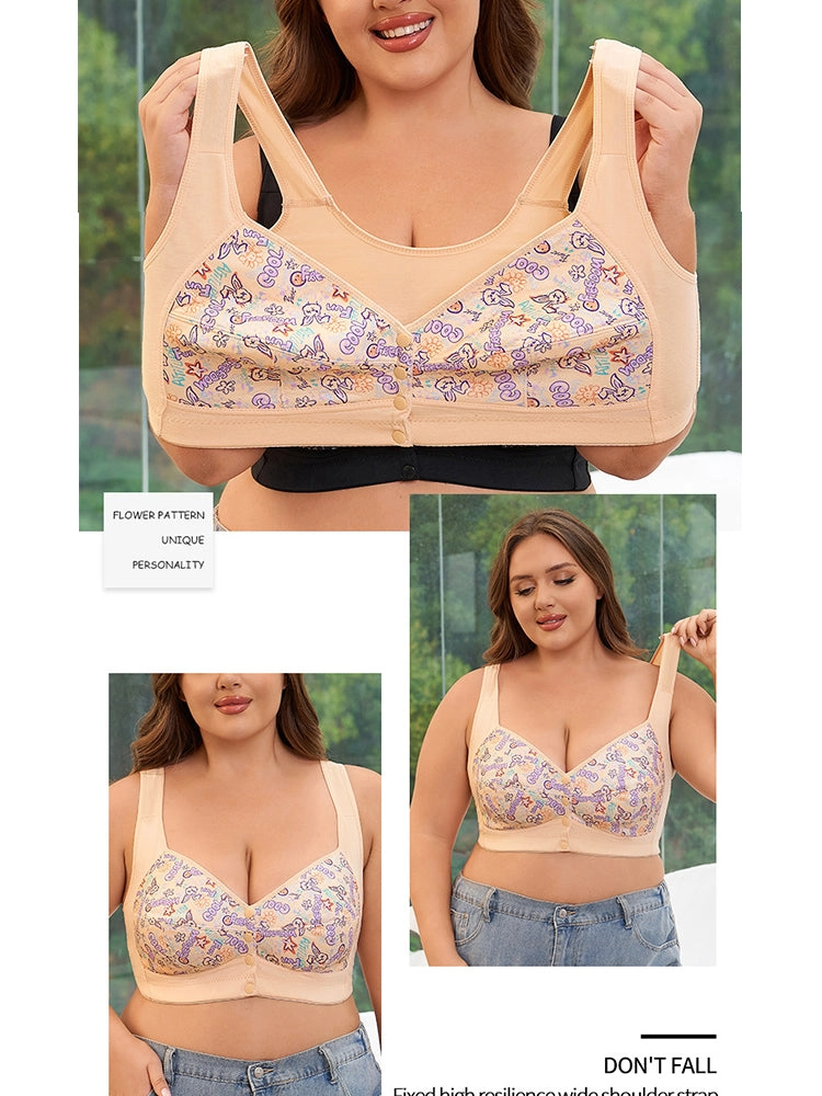 Women‘s Front-Closure Printed Wireless Bras