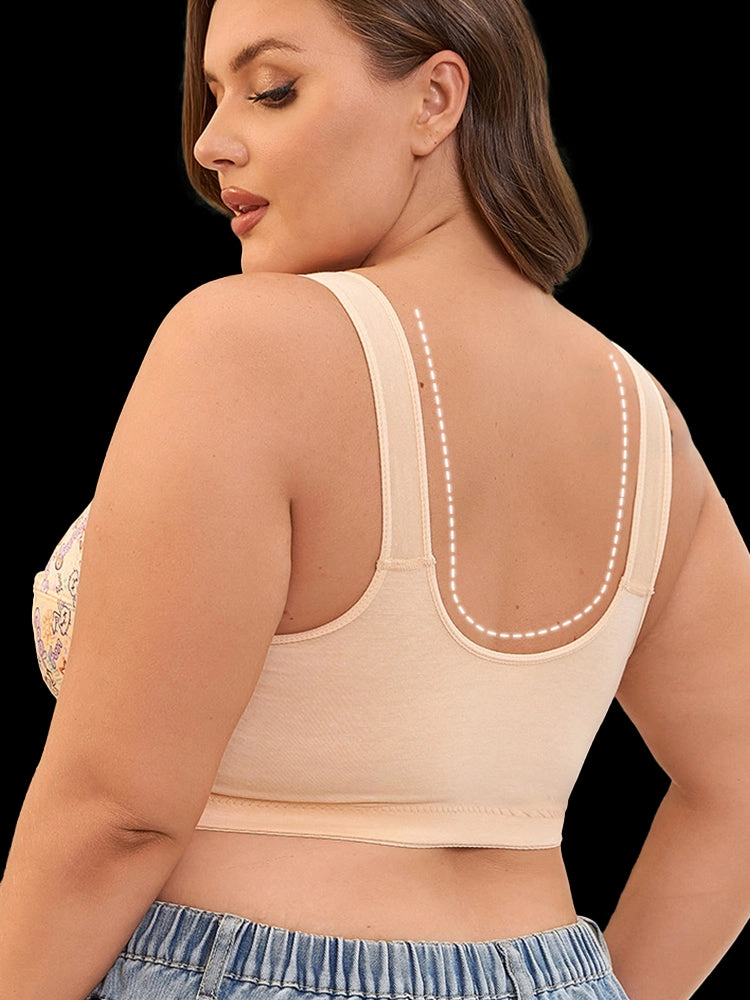 Women‘s Front-Closure Printed Wireless Bras