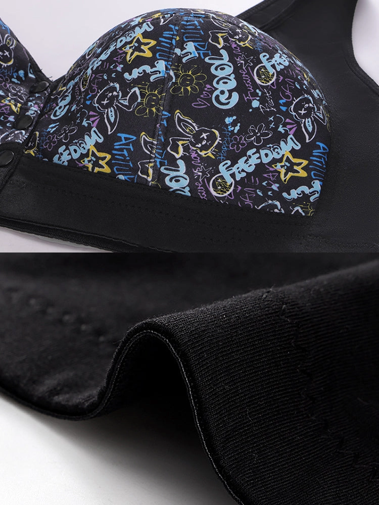 Women‘s Front-Closure Printed Wireless Bras