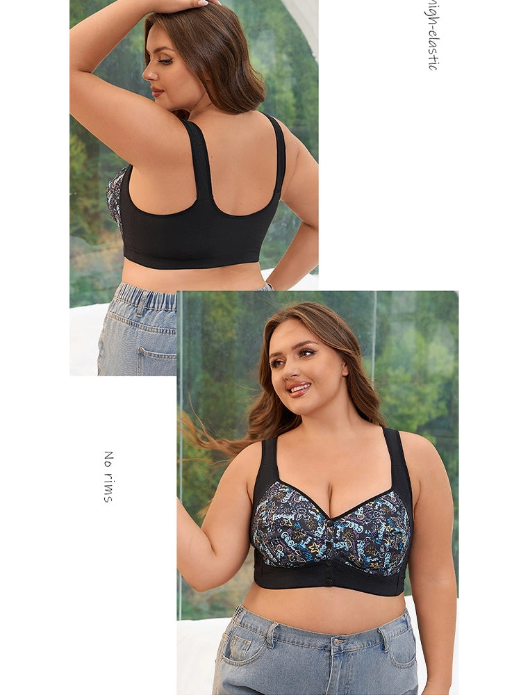 Women‘s Front-Closure Printed Wireless Bras