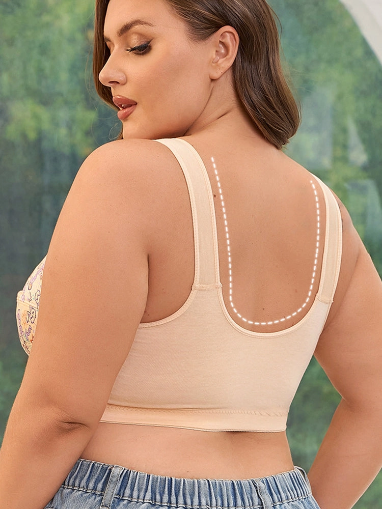 Women‘s Front-Closure Printed Wireless Bras