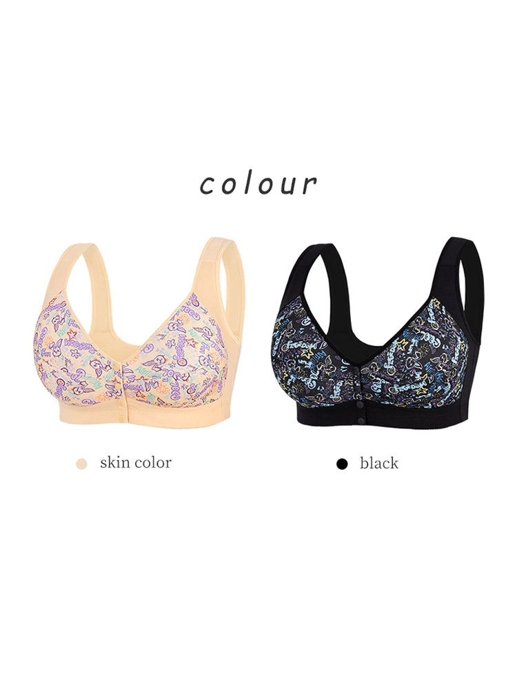 Women‘s Front-Closure Printed Wireless Bras