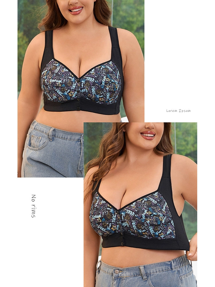 Women‘s Front-Closure Printed Wireless Bras